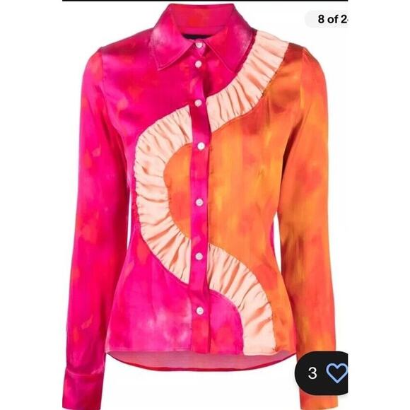 Ahluwalia Top AHLUWALIA watercolour-effect colour-block blouse - Picture 1 of 4